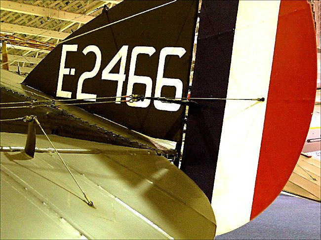 tail section of a De Havilland DH9A Medium Bomber Biplane