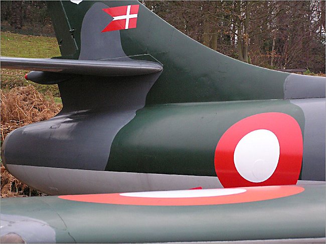 Royal Danish Air Force Hawker Hunter Jet Fighter Bomber tail section