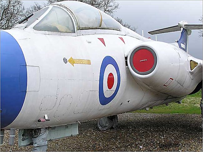 Awaiting full restoration a Blackburn Buccaneer S.1 Carrier Jet Bomber at Gatwick