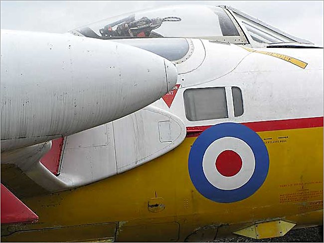 Royal Navy Air Service de Havilland Sea Vixen TT.8 Jet Fighter Bomber is awaiting restoration in the Gatwick Aircraft Museum