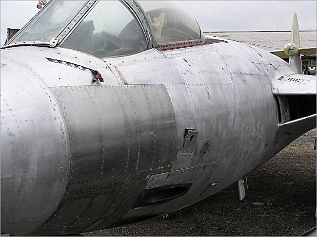 Surviving Cold War Hawker Sea Hawk Carrier Jet Strike Fighter at Gatwick Aircraft Museum