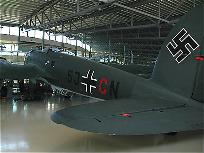 tail section of a WW2 German Luftwaffe Heinkel He 111 Bomber