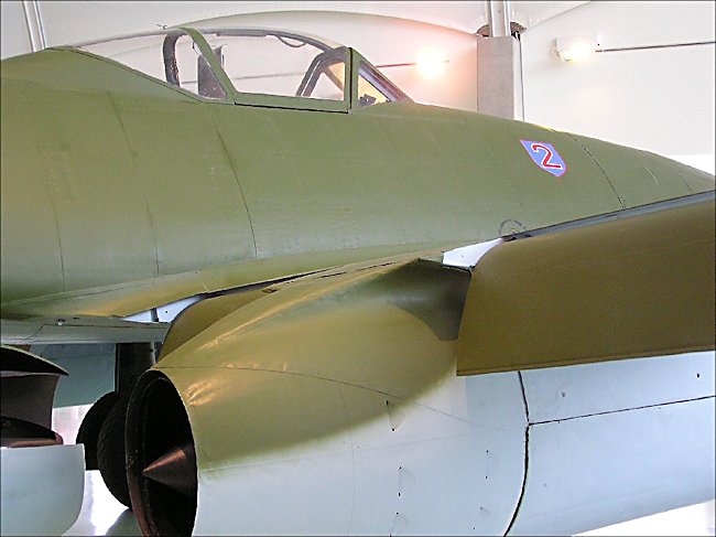 back view of the engine on a Luftwaffe Messerschmitt Me 262 jet fighter