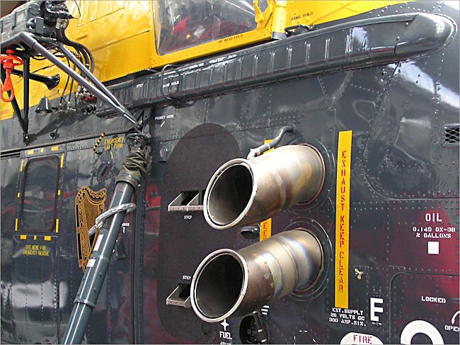 Surviving Westland Whirlwind helicopter cockpit steps and exhausts