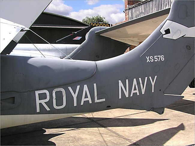 The tail section of the Royal Navy de Havilland Sea Vixen Jet Interceptor