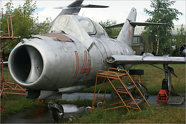 At Riga Airport you can see a Soviet Russian Surviving Mikoyan-Gurevich MiG-15 UTI Soviet Jet Trainer