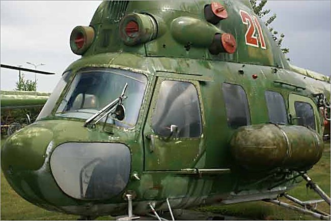 Soviet Russian Surviving Mil Mi-2 Hoplite Air Support Military Helicopter is awaiting restoration
