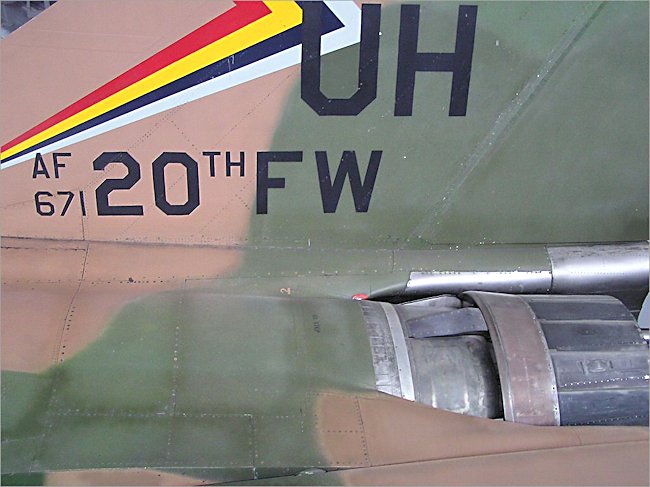 Tail section of USAF Surviving Restored USAF General Dynamics F111 Aardvark Jet Fighter Bomber
