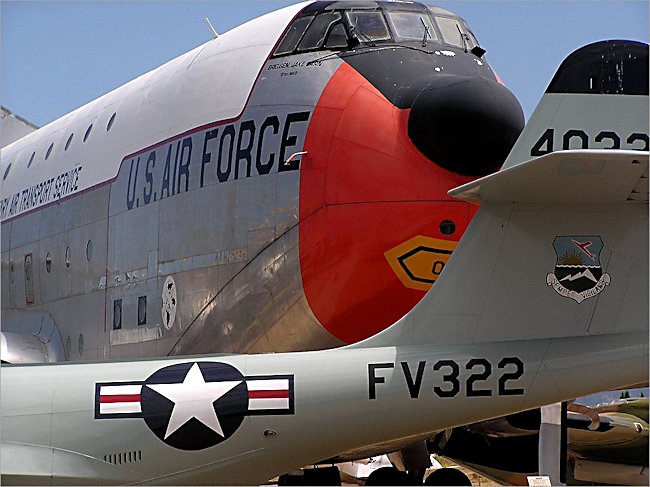 The big nose on the giant Surviving Restored USAF Douglas C-124 Globemaster II heavy lift military transporter