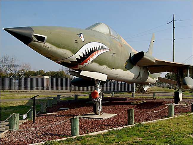 Nose art on a USAF Republic F105 Thunderchief Supersonic Jet Fighter Bomber